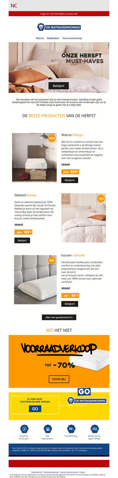 Profiteer van 70% korting bij de Matrassenkoning!