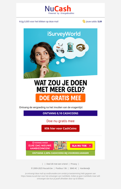 Verdien direct 0,10 CashCoins!