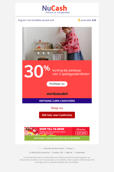 30% korting bij aankoop van 2 speelgoedartikelen!