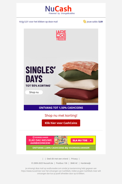 Tot 50% korting tijdens de Singles Days bij La Redoute!