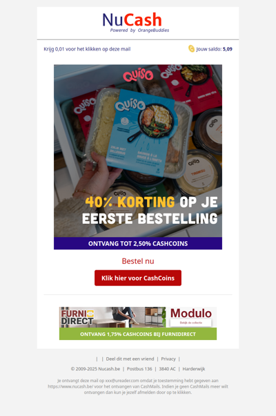 40% korting op je 1e bestelling bij Quiso