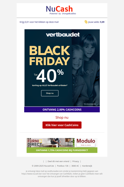 Tot 40% korting op alles bij Vertbaudet!