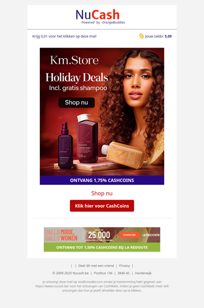 Holiday deals incl. gratis shampoo bij KM.Store!