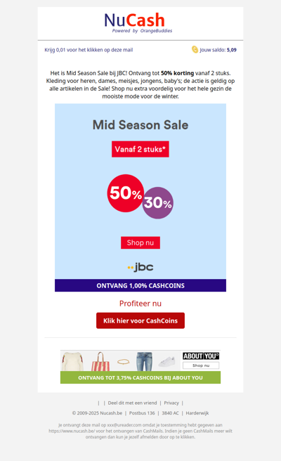 Tot 50% korting bij JBC!