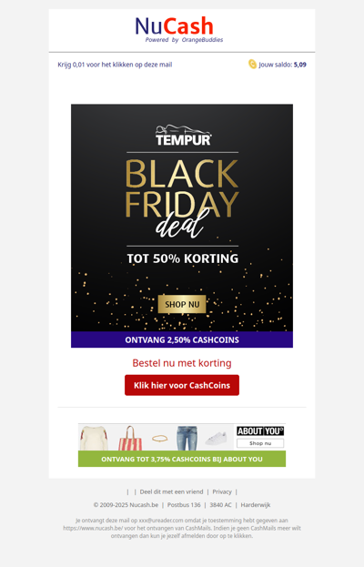 Tot 50% korting bij Tempur