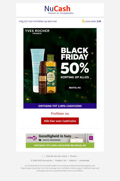 50% korting op alles bij Yves Rocher