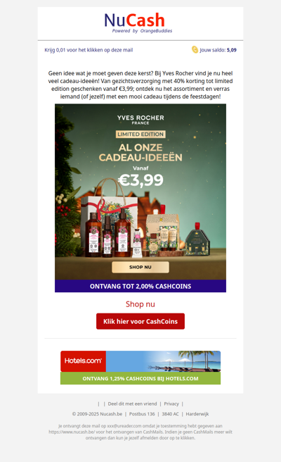 Shop je kerst cadeautjes bij Yves Rocher