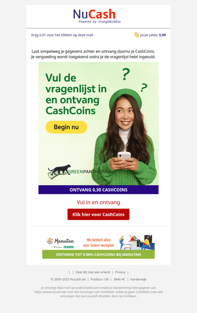 Vul even in & krijg direct CashCoins