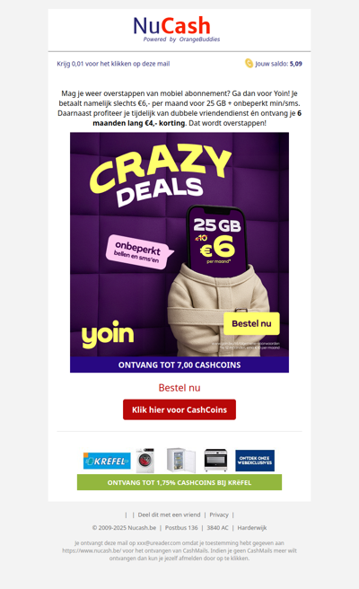 CRAZY DEAL: 25 gb voor 6 EUR per maand!