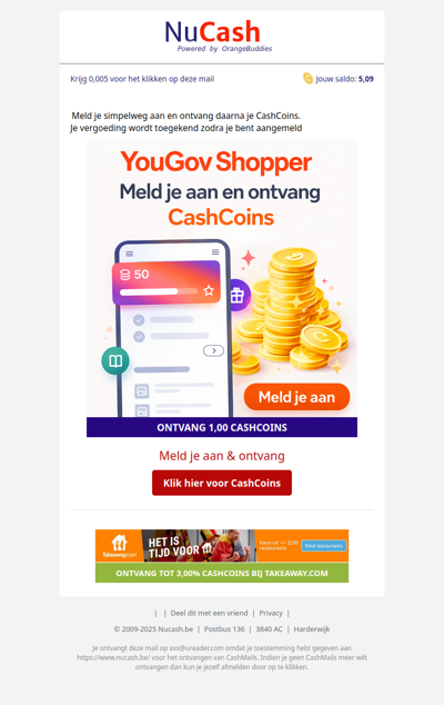 Ontvang 1,00 CashCoin voor je aanmelding!