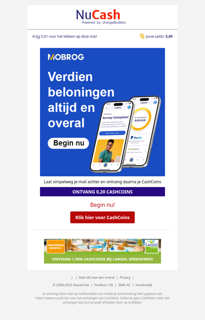 0,20 CashCoins wachten op jou!