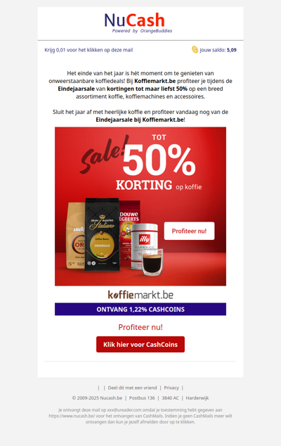 50% korting bij Koffiemarkt!