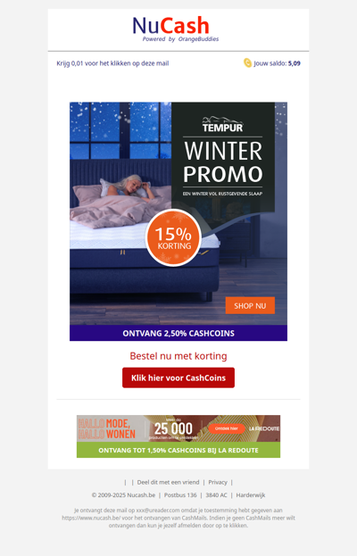 15% korting bij Tempur