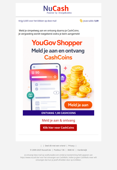 Ontvang 1,00 CashCoin voor je aanmelding!