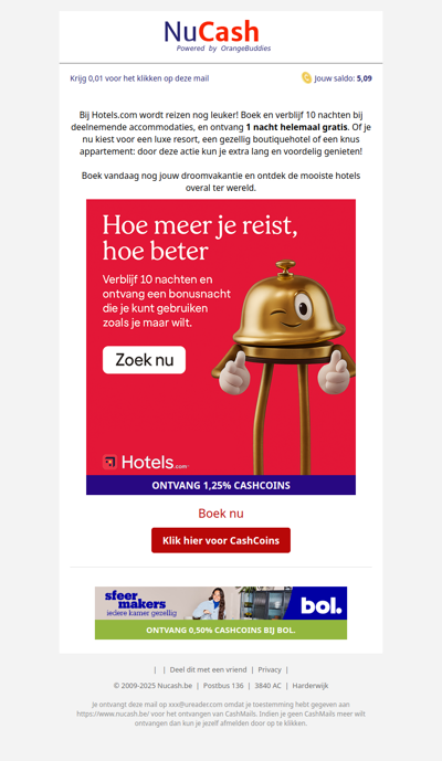 Boek 10 nachten en krijg er 1 gratis bij!