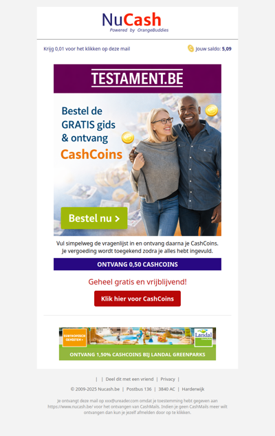 0,50 CashCoins + een gratis gids!