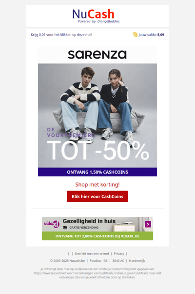 Tot 50% korting bij Sarenza!