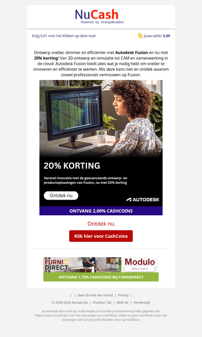 20% korting op AutoDesk Fusion