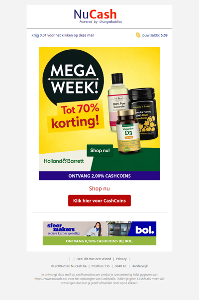 Tot 70% korting bij Holland & Barrett
