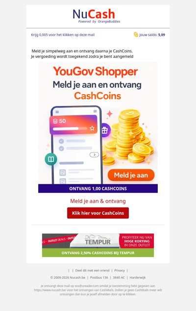 Ontvang 1,00 CashCoin voor je aanmelding!