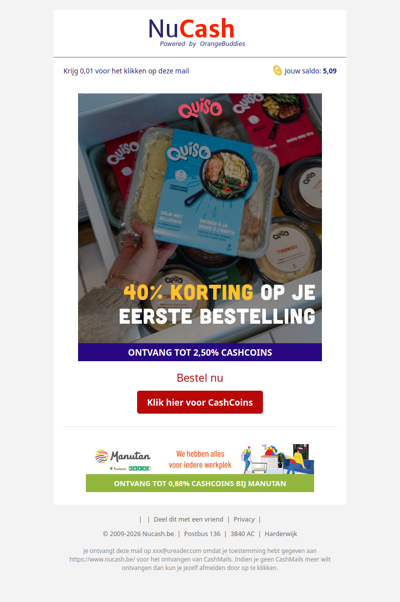 40% korting op je 1e bestelling bij Quiso