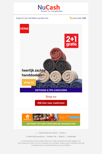 Alle handdoeken 2+1 gratis bij HEMA!