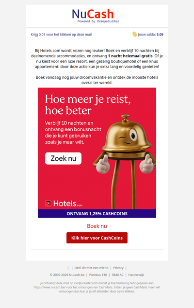 Boek 10 nachten en krijg er 1 gratis bij!