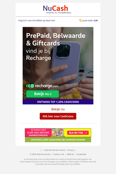 Prepaid, belwaarde & giftcards vind je bij Recharge.com