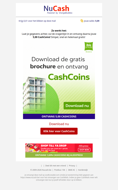 5,00 CashCoins wachten op jou!