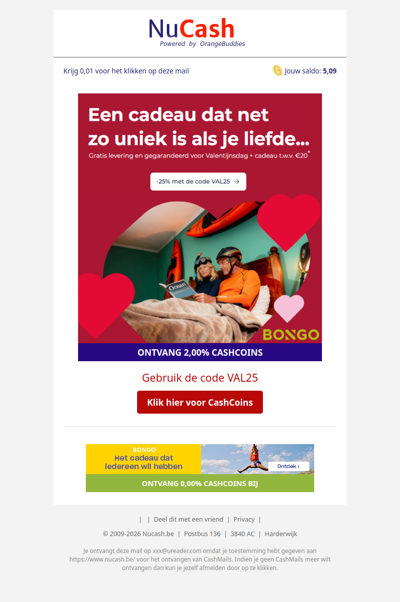 25% korting op je valentijnscadeau!