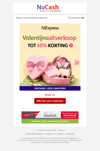 Valentijnsuitverkoop: tot 60% korting!
