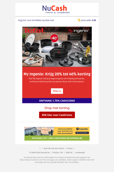 Krijg 20% tot 40% korting bij Tefal!