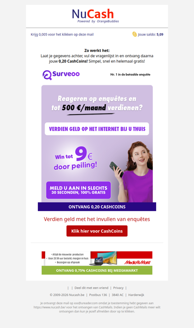 0,20 CashCoins wachten op jou!