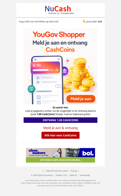 Ontvang 1,00 CashCoin voor je aanmelding!