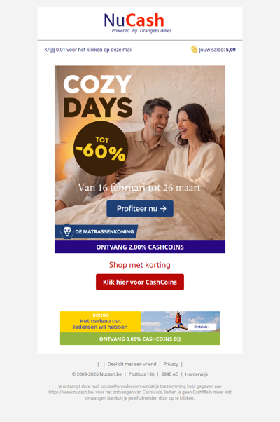 Cozy Days: tot 60% korting bij De Matrassenkoning!