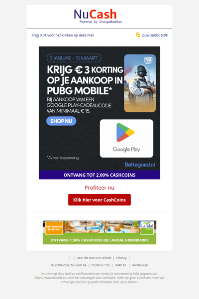 Krijg 3 EUR korting + extra CashCoins bij Beltegoed.nl