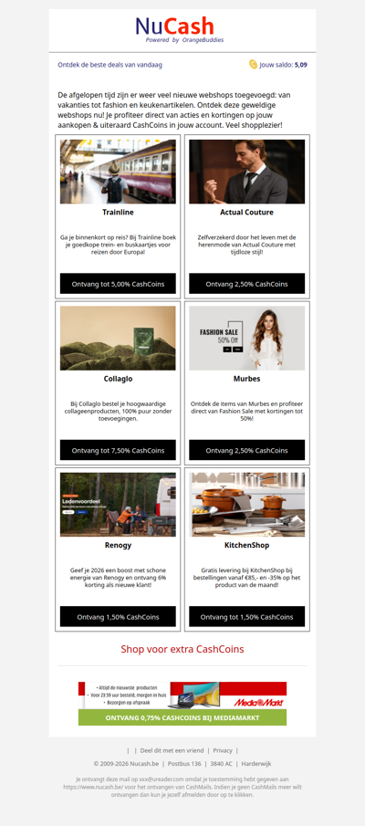 Ontdek deze 6 nieuwe webshops & verdien CashCoins!