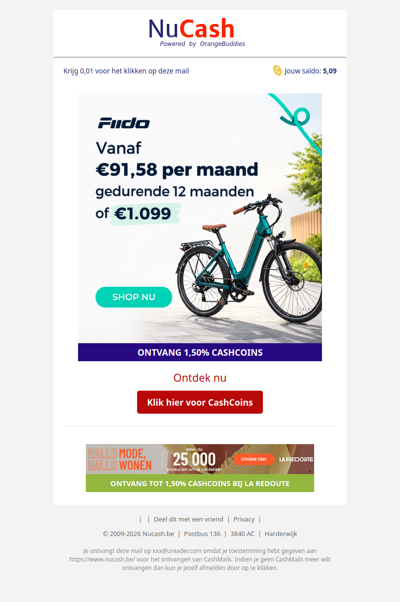 Een elektrische fiets al vanaf 91,58 EUR p/m!