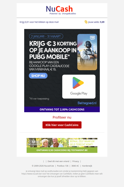 Krijg 3 EUR korting + extra CashCoins bij Beltegoed.nl