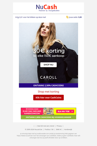 Ontvang 30 EUR korting bij Caroll!