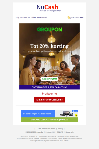Tot 20% korting bij Groupon!