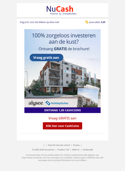 Vraag aan en ontvang 1 CashCoin!