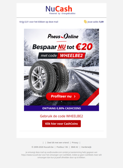 Bespaar nu 20 EUR bij Pneus Online!