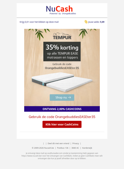 35% korting op alle TEMPUR EASE matrassen en toppers