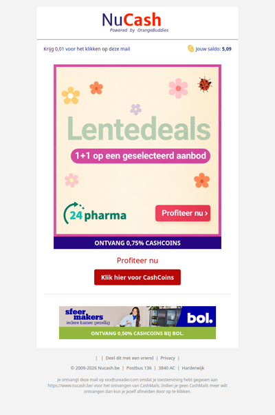 Lentedeals bij 24Pharma: 1+1 gratis