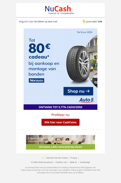 Tot 80 EUR cadeau bij Auto5!