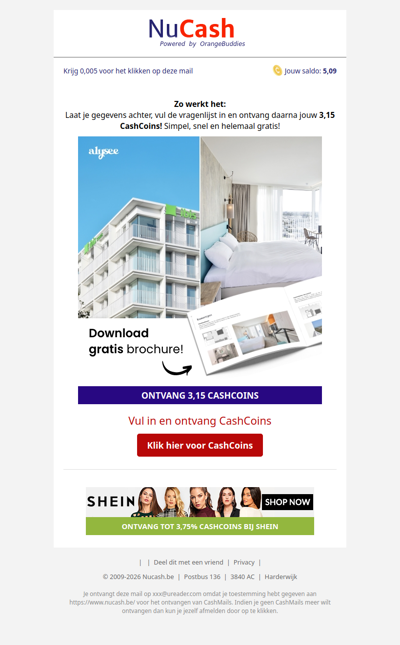 Ontvang snel 3,15 CashCoins!