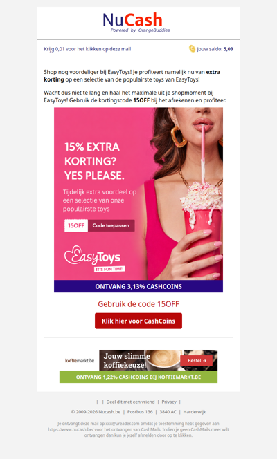 Scoor 15% extra korting bij EasyToys