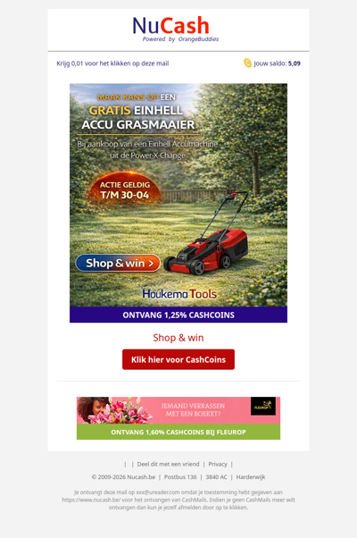 Maak kans op een gratis Einhell accu grasmaaier!