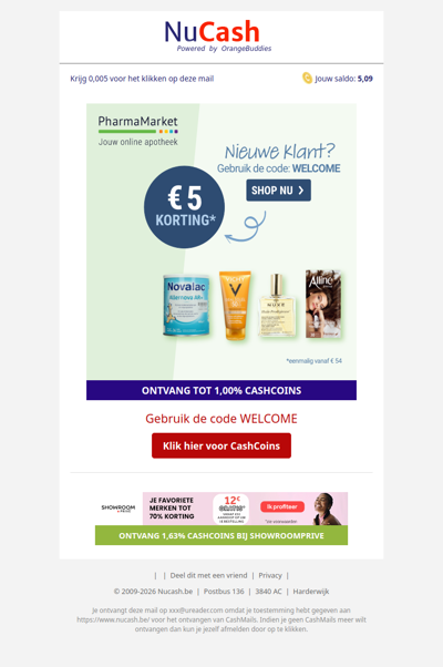 Ontvang 5 EUR korting op jouw bestelling bij PharmaMarket